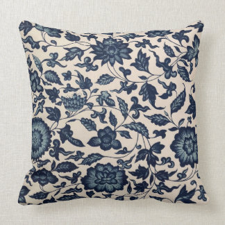 Beau coussin floral asiatique bleu