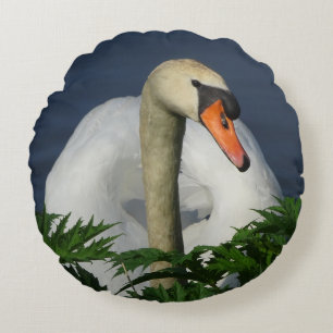 Beau Coussin rond de cygne