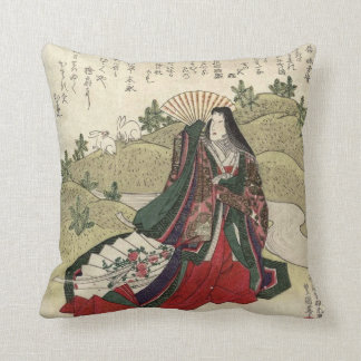 Beau coussin vintage japonais d'illustration