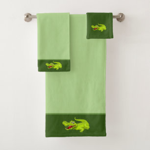 Beau Crocodile sur Lime Green Serviettes de bain e