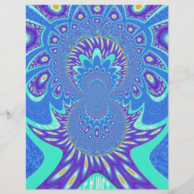 Beau Cyan bleu moderne batik Kaleidoscope Art (Devant)