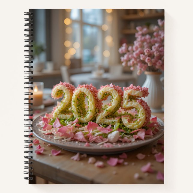 Beau décor de salade rose carnet 2025 (Devant)