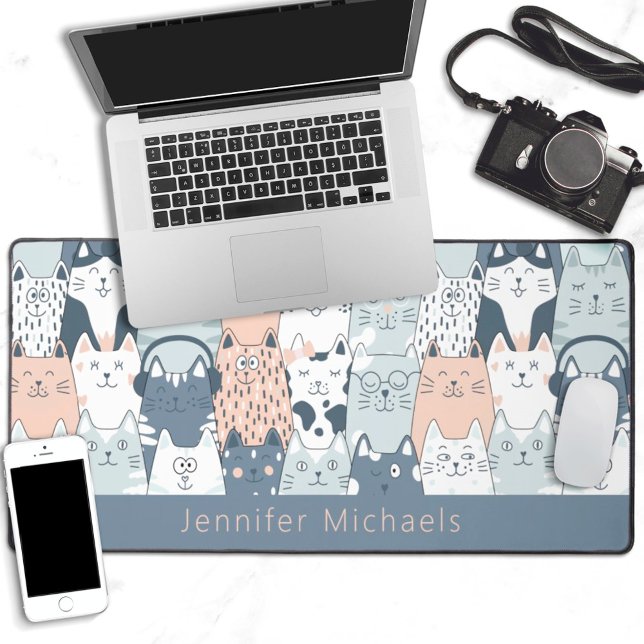Beau dessin animé chats motif avec nom (Créateur téléchargé)
