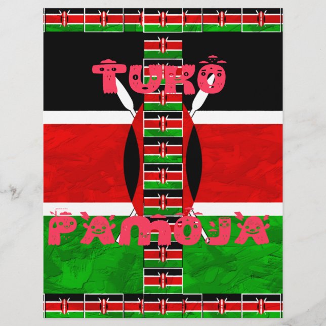 Beau drapeau du Kenya Tuko Pamoja Inspirational (Devant)