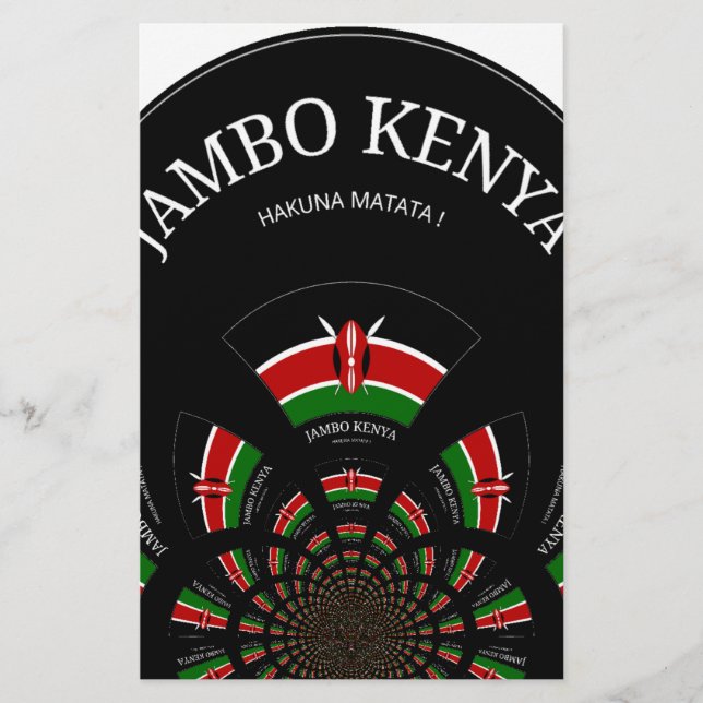 Beau drapeau Kenya noir rouge vert couleur design (Devant)