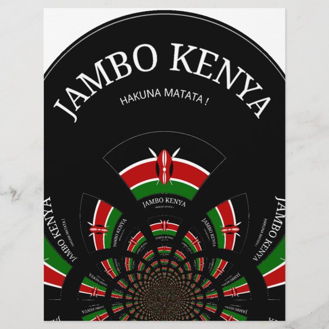 Beau drapeau Kenya noir rouge vert couleur design (Devant)