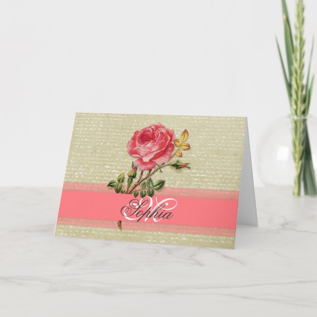 Beau élégant monogramme girly roses vintages (Devant)