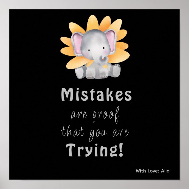 Beau éléphant Motivation poster personnalisé (Devant)