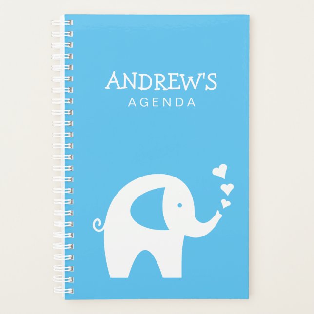 Beau éléphant personnalisé planificateur d'agenda  (Devant)