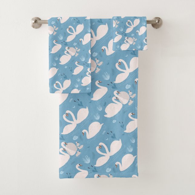 Beau Ensemble de serviettes de bain Swans (En situation)