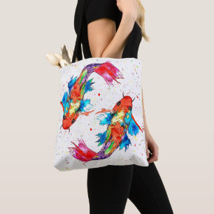 Beau et coloré Sac fourre-tout de poisson Koi