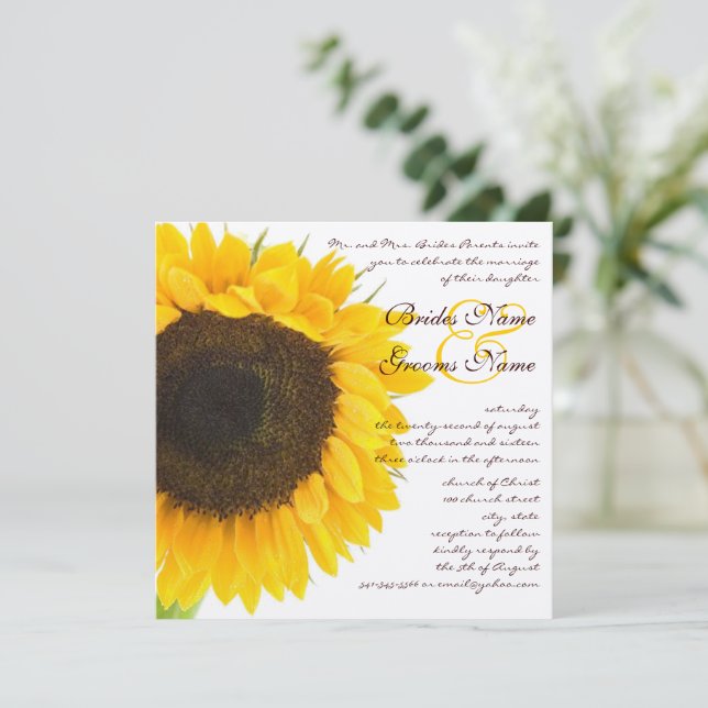 Beau Faire-part de mariage de tournesol élégant (Debout devant)