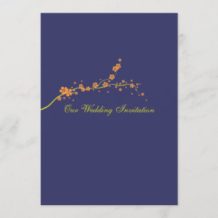 Beau faire-part de mariage orange de fleur