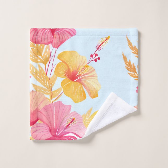 Beau Hibiscus | Fleur Tropicale Aquarelle (Gant de toilette)