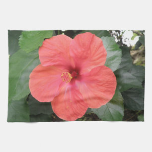 Beau Hibiscus Orange Fleur Serviette de cuisine