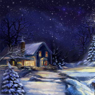 Beau hiver Vintage Puzzle de nuit