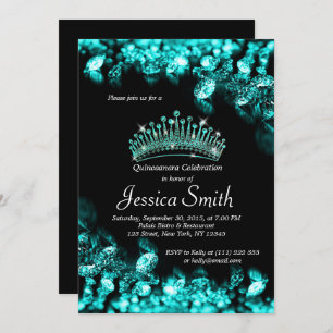 Beau Invitation Turquoise Diamond Quinceañera