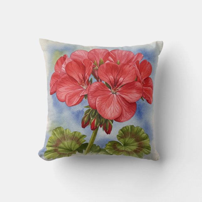 Beau Jardin de Géranium Rouge Coussin printemps ét (Recto)