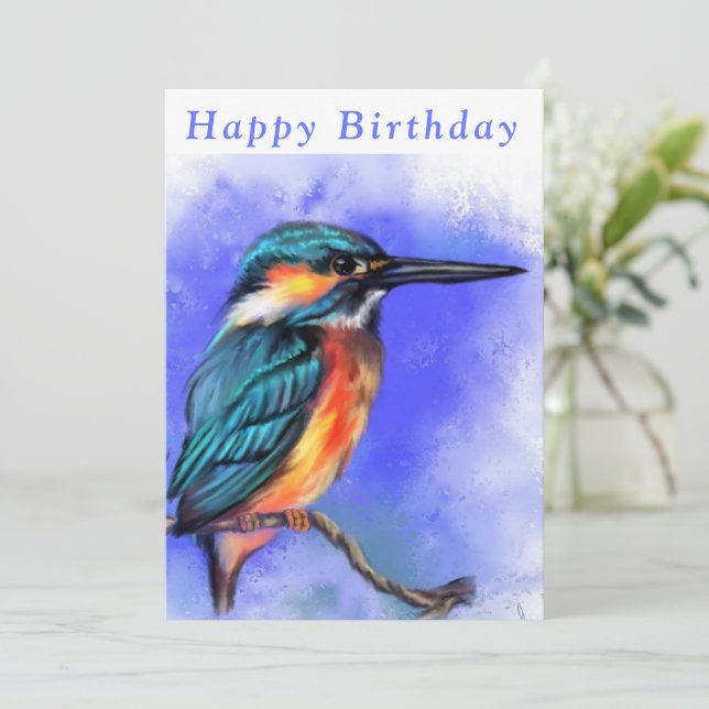 Beau Kingfisher Bird - Joyeux anniversaire (Debout devant)