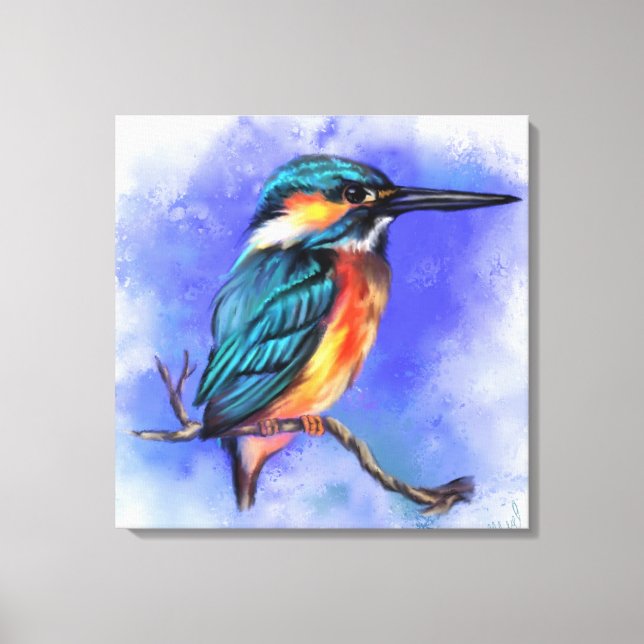 Beau Kingfisher Oiseau Peinture toile Imprimer (Recto)