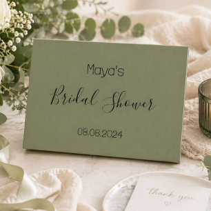 beau livre d'or de couleur vert sauge pour baby sh