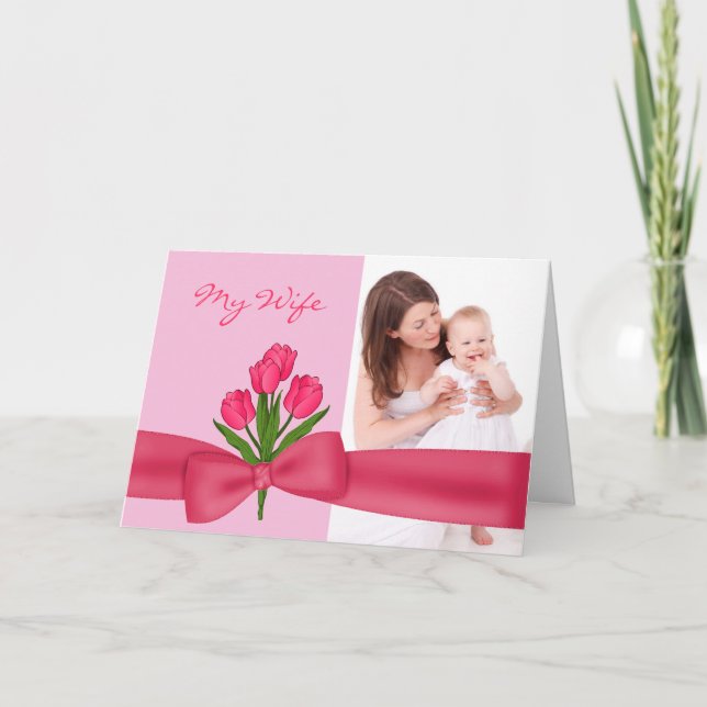 Beau mari rose à la carte du jour de mère d'épouse (Devant)