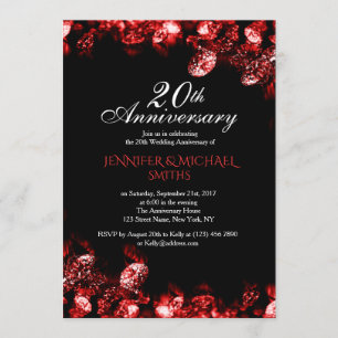 Beau Mariage Diamant Rouge Anniversaire Invitation