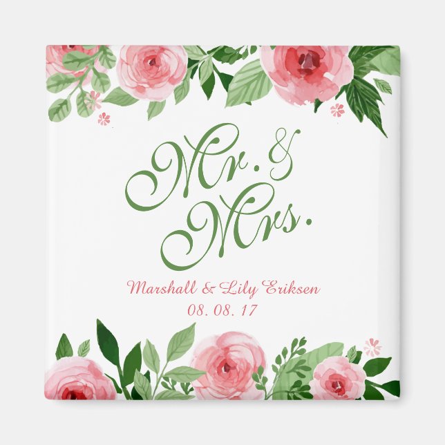 Beau Mariage Floral Personnalisé | Magnet (Devant)