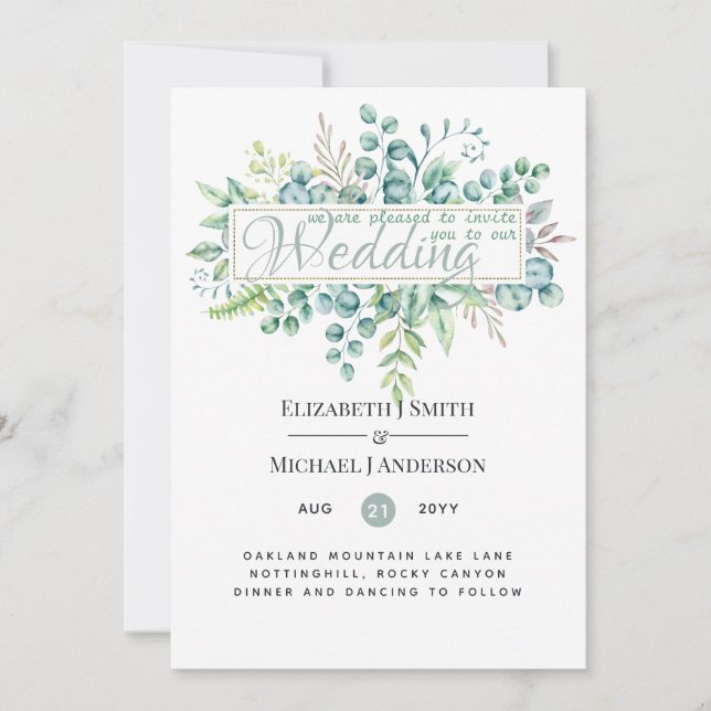 Beau Mariage moderne Eucalyptus verdure (Devant)