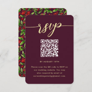 Beau Marsala Botanical Mariage QR Code RSVP