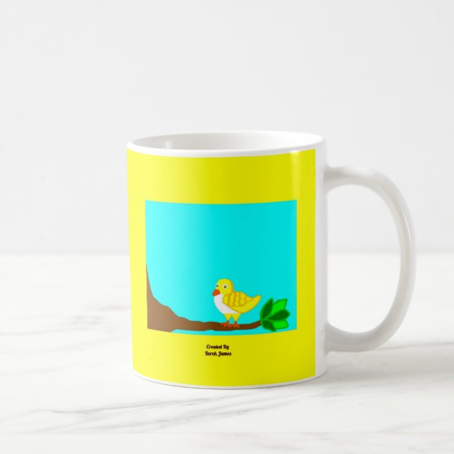 Beau matin Mug de café d'oiseaux jaunes (Droite)