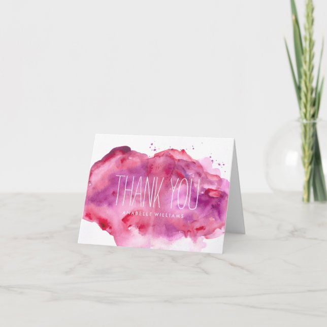 Beau Merci à l'aquarelle rose et violet (Devant)