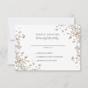 Beau Minuscule feuilles vert mariage lunaire RSVP