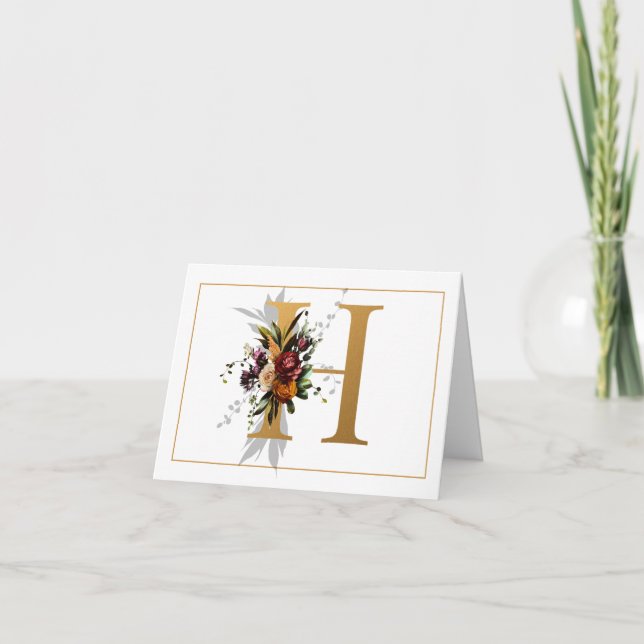 BEAU MONOGRAMME D'OR ET DE FLEURS H (Devant)