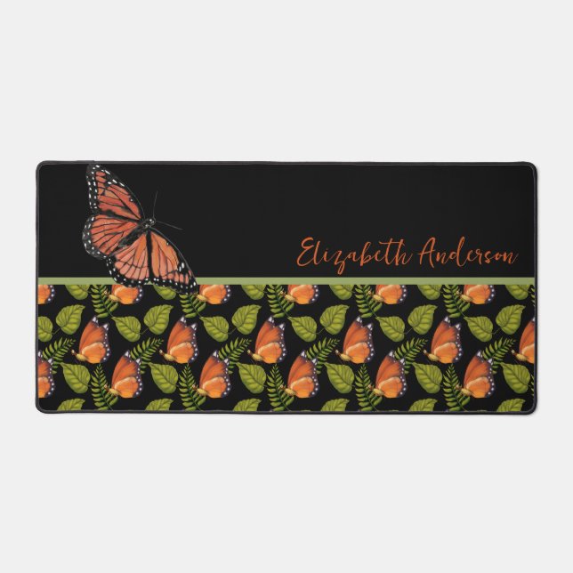 Beau Motif à papillon orange avec nom (Recto)