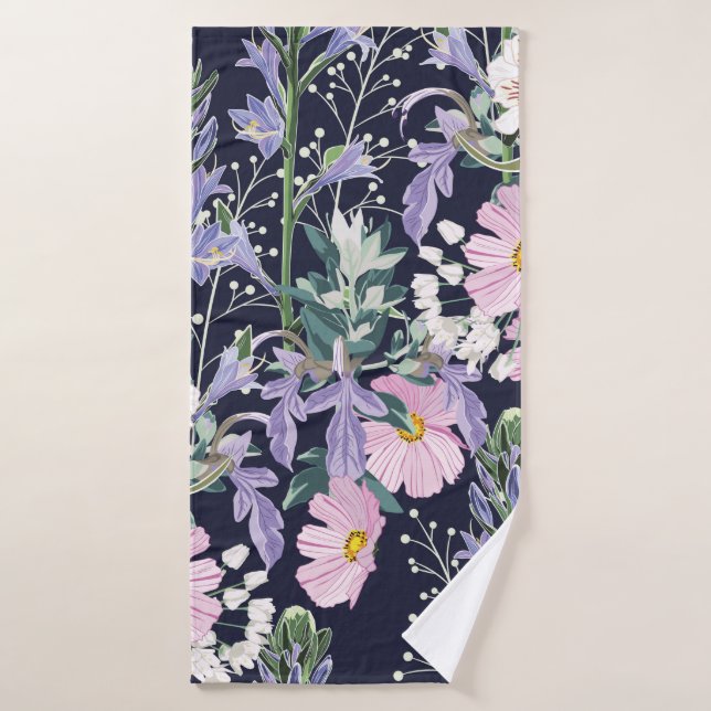 Beau motif de printemps transparent avec fleur sau (Serviette de bain)