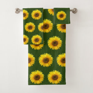 Beau motif de tournesol sur fond vert forêt
