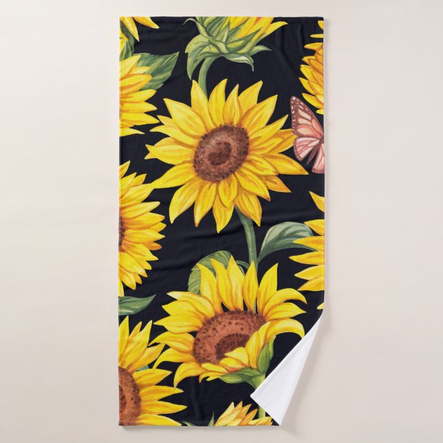 Beau motif de tournesols (Serviette de bain)