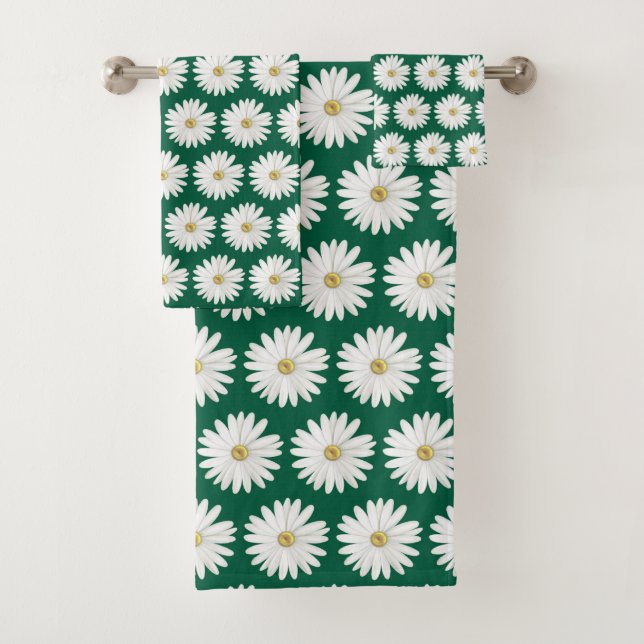 Beau Motif Fleur de marguerite sur Hunter Green (En situation)