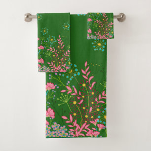 Beau motif floral sur Arrière - plan vert