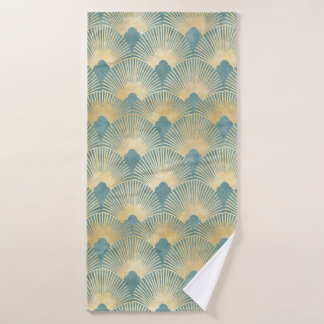 Beau motif ventilateur, or turquoise, motif Art Dé
