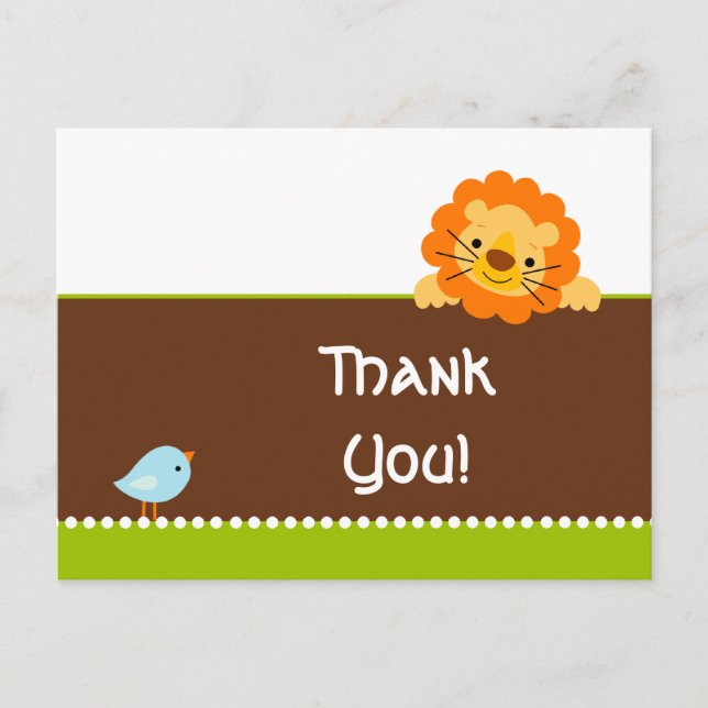 Beau oiseau et lion merci carte postale (Devant)