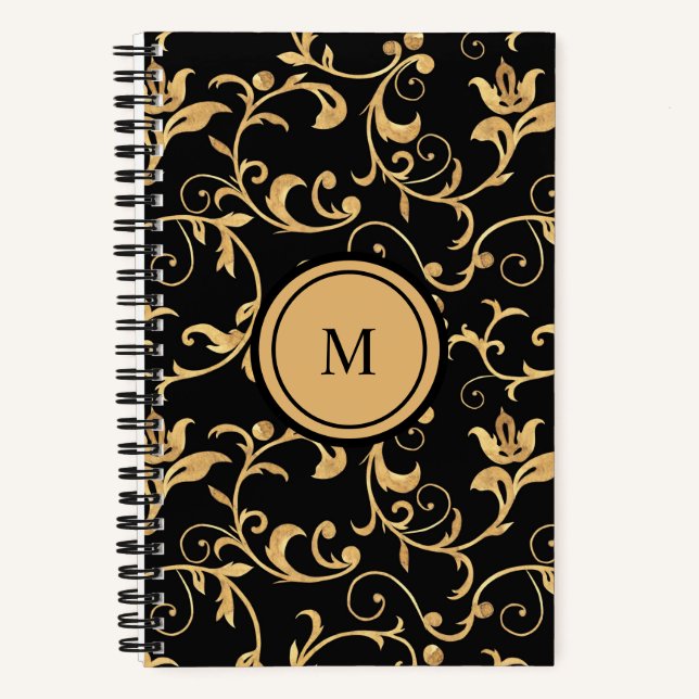 Beau or Noir Royal Damask Carnet Spiral (Recto)