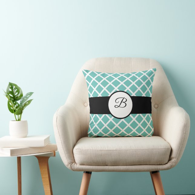 Beau oreiller à lancer avec texte monogramme perso (Chaise)