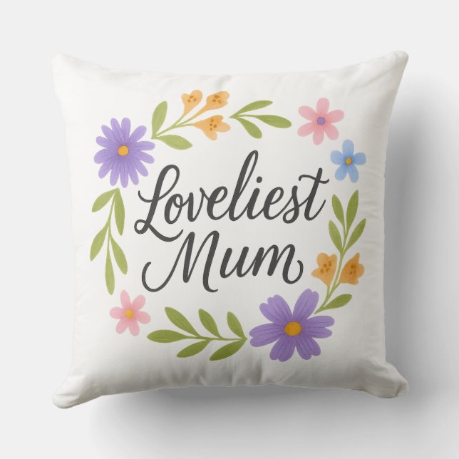 Beau oreiller à lancer maman - Mum Love Cushion (Verso)