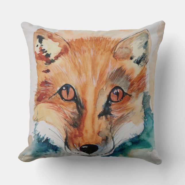 Beau oreiller aquarelle renard peint oreiller (Recto)