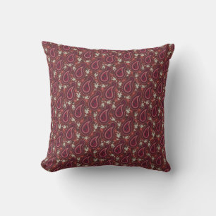 Beau Oreiller Motif Paisley Bourgogne
