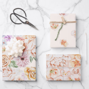 Beau papier d'enveloppement rose pastel Floral