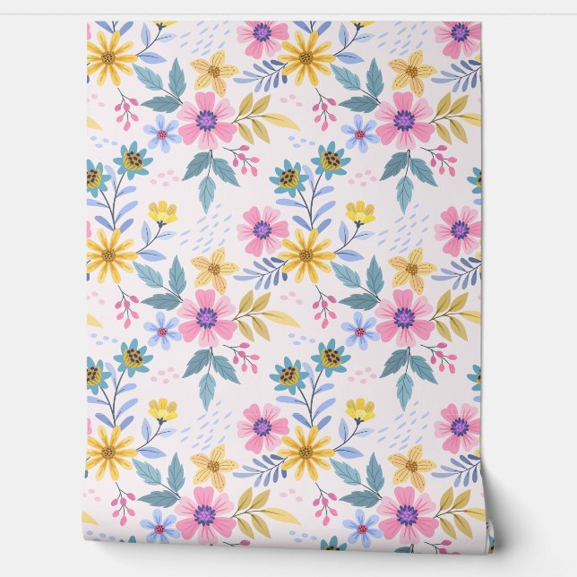Beau papier peint aux fleurs colorées (Déroulement)