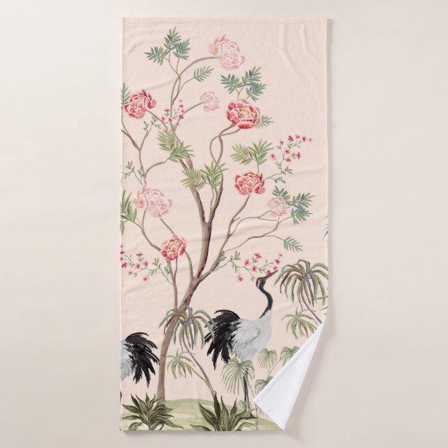 Beau papier peint exotique chinoiserie. Main dessi (Serviette de bain)